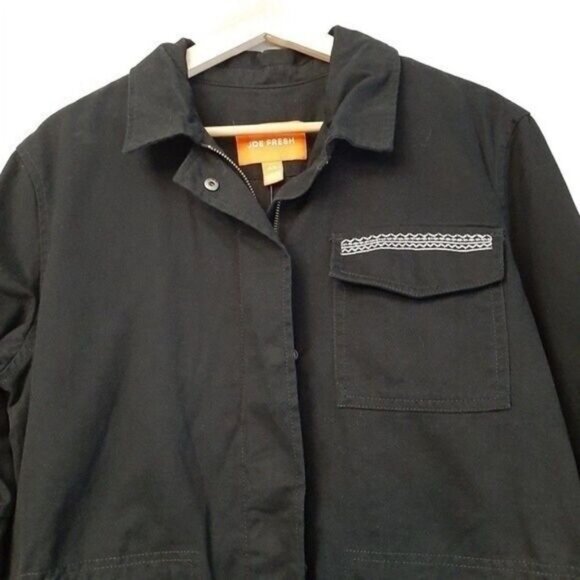 JOE FRESH | Cotton Canvas Utility Shacket Full-Zip Jacket Black Sz M - Picture 3 of 11